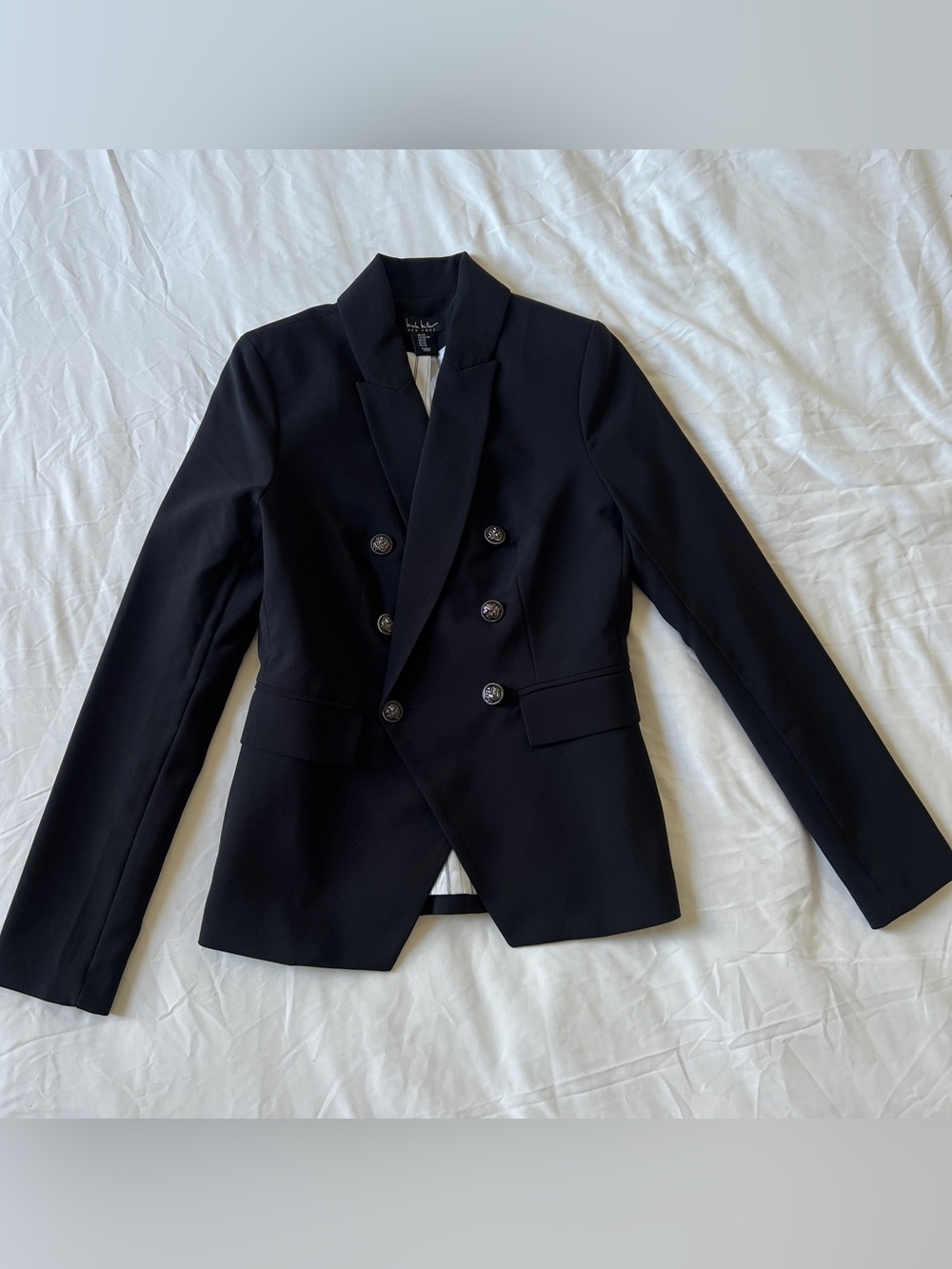 Structured Black Double-Breasted Blazer